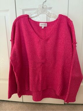Dear John V-Neck Sweater in Vibrant Pink